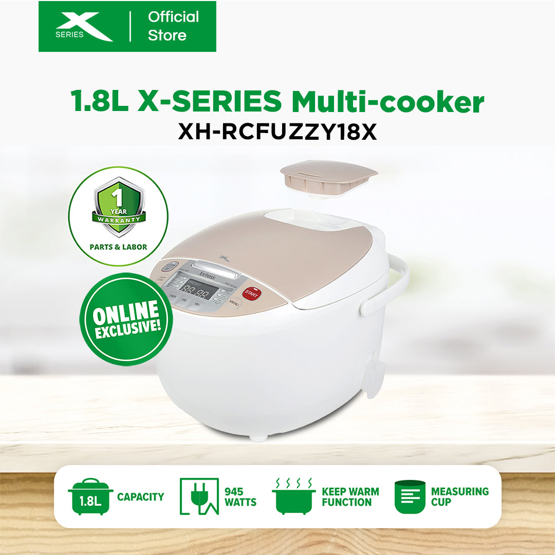 X-SERIES 1.8L Rice Cooker with Keep Warm Function LED Digital Display (Light Brown) | XH-RCFUZZY18X