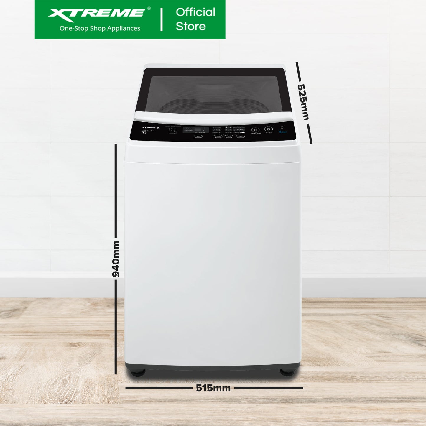 X-SERIES 7KG Top Load Automatic Washing Machine w/ Spin Dry (Black Cover) | XWMTL-0007BX