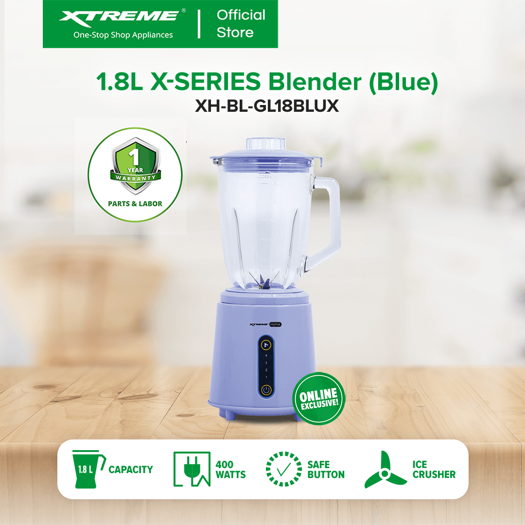 X-SERIES 1.8L Blender BPA-Free 4 Speed & Pulse Safety Lock w/ 2 IN 1 BLENDER (Blue) | XH-BL-GL18BLUX