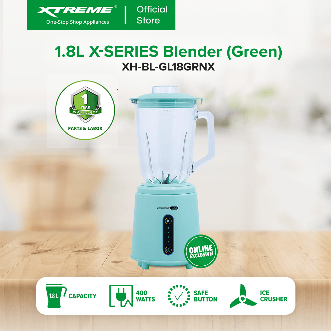 X-SERIES 1.8L Blender BPA-Free 4 Speed & Pulse Safety Lock w/ 2 IN 1 BLENDER (Green) | XH-BL-GL18GRNX