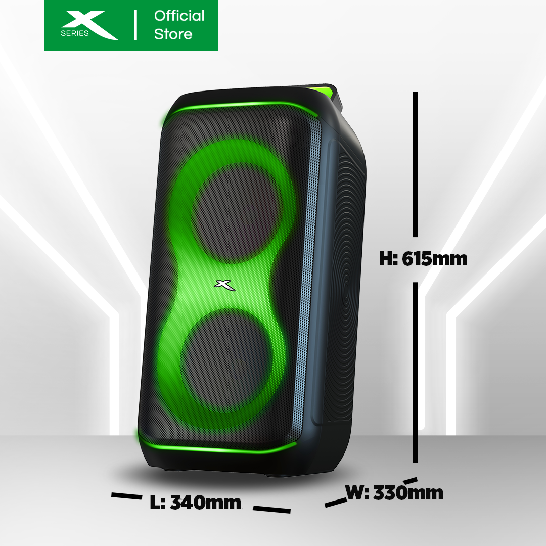 X-SERIES 800W Portable Karaoke Speaker with Free2 Wireless Mic, TF Card, Aux Input & USB (X-VIBE650)