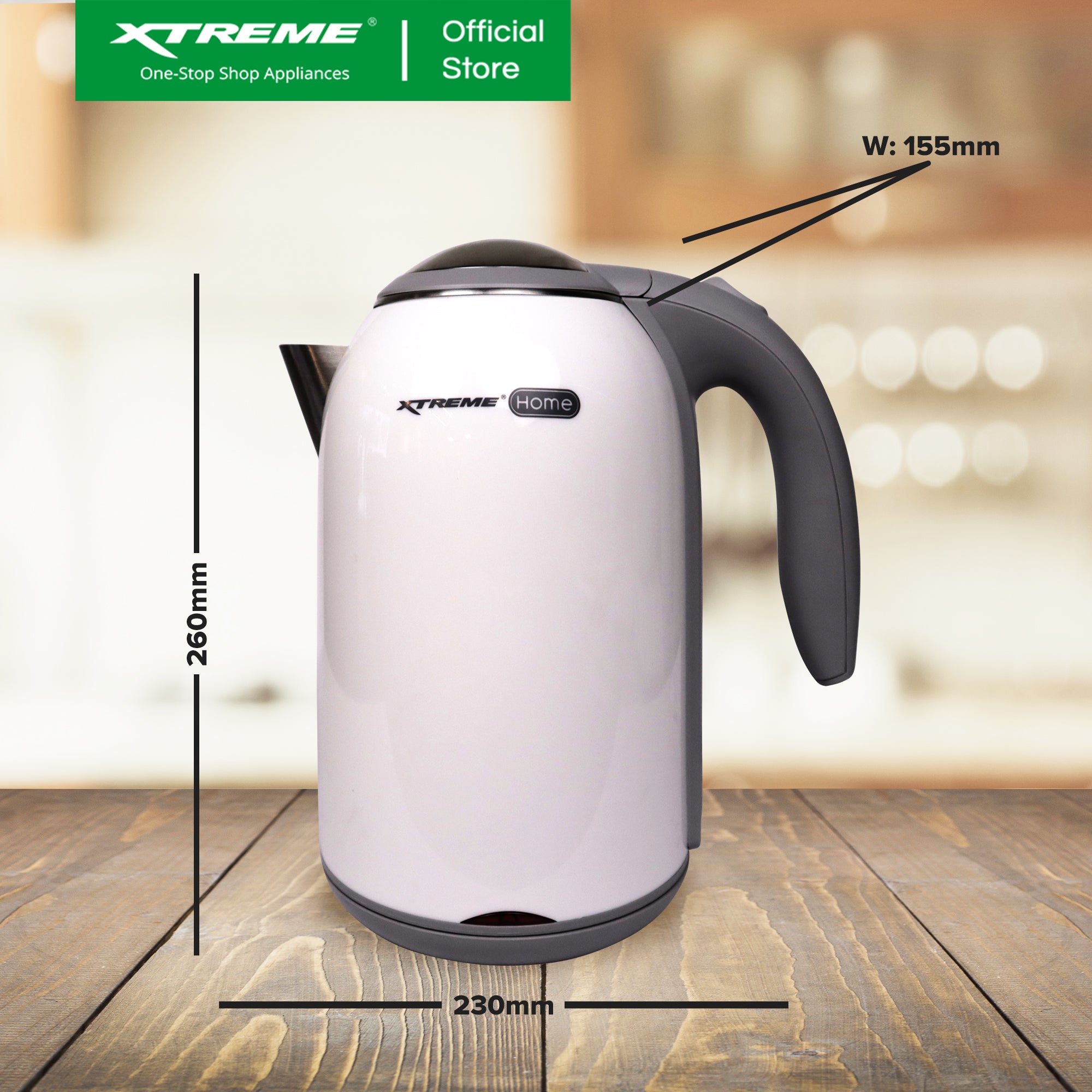 X-SERIES 1.7L Electric Kettle Cordless with Automatic Power-off (White) | XH-KT-DWOPH17WHITEX