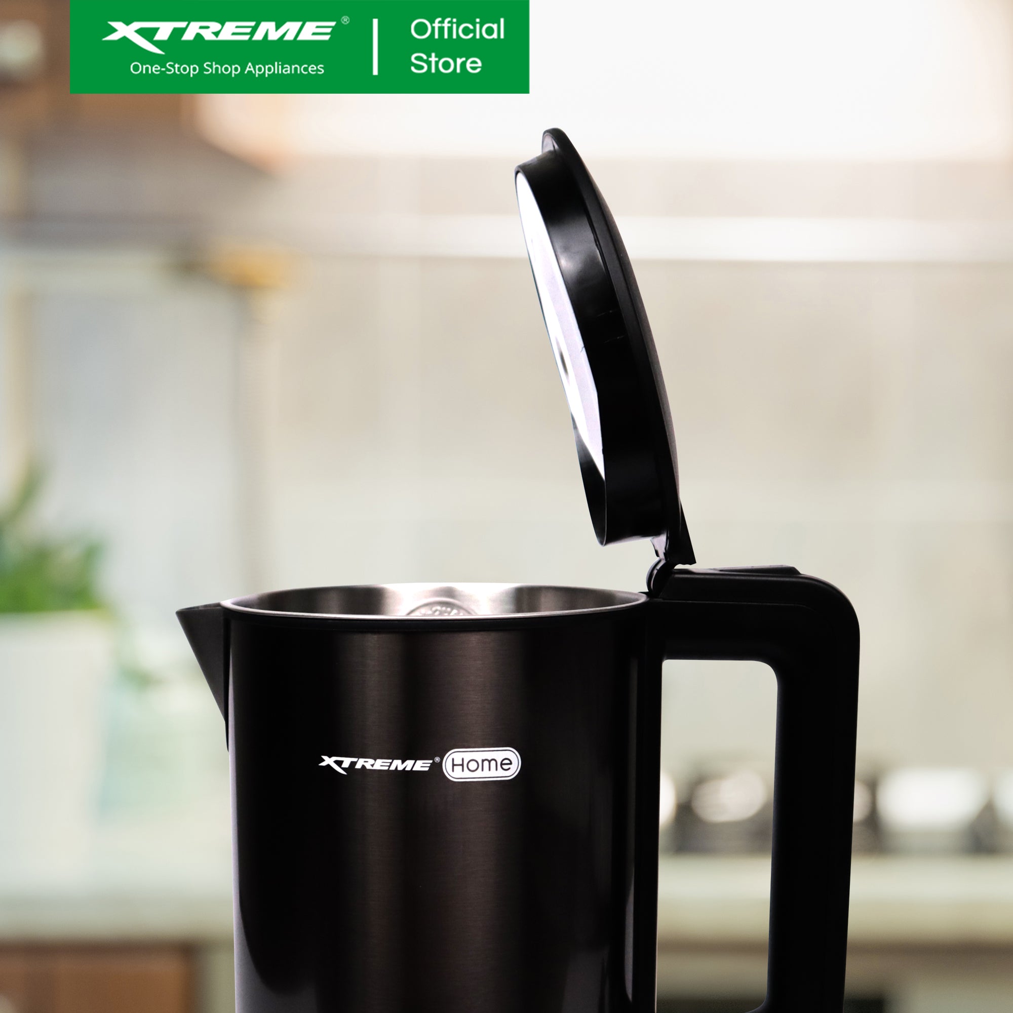 X-SERIES 1.7L Stainless Steel Electric Kettle with Automatic Power-off (Black) | XH-KT-SS17BLACKX