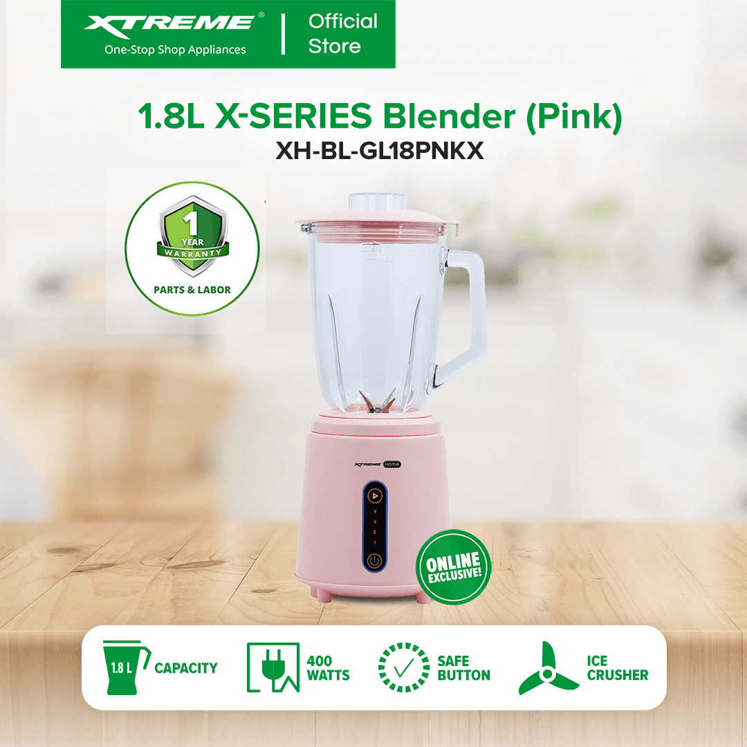 X-SERIES 1.8L Blender BPA-Free 4 Speed & Pulse Safety Lock w/ 2 IN 1 BLENDER (Pink) | XH-BL-GL18PNKX
