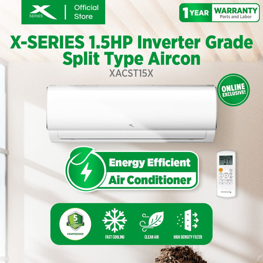 X-SERIES 1.5HP Split Type Aircon Inverter Grade 2-way Draining System | XACST15X