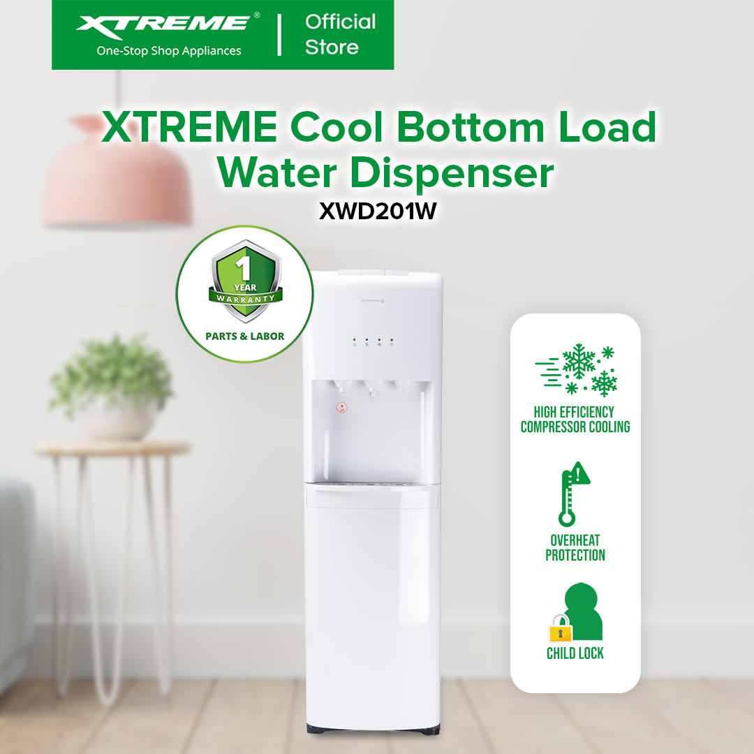 XTREME COOL Bottom Load Water Dispenser 3 Faucets: Convenient Hot Ambient Cold (White) | XWD201W