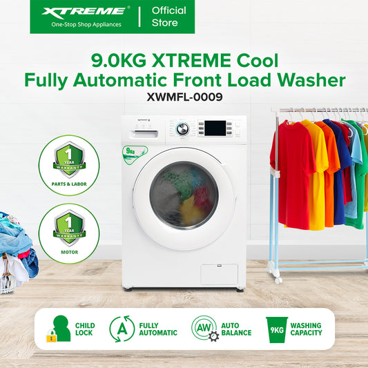 XTREME COOL 9KG Fully Automatic Front Load Washer LCD Display Non-Inverter | XWMFL-0009