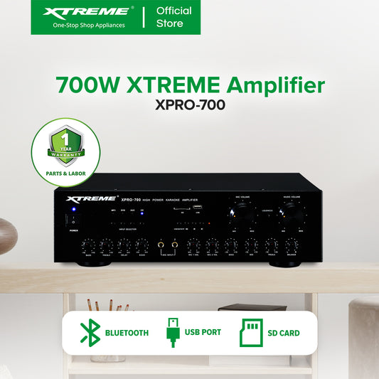 XTREME 700W Amplifier 35kHz-20kHz-FR 8-Rated Impedance 3”x2-Treble 12"-Woofer | XPRO-700