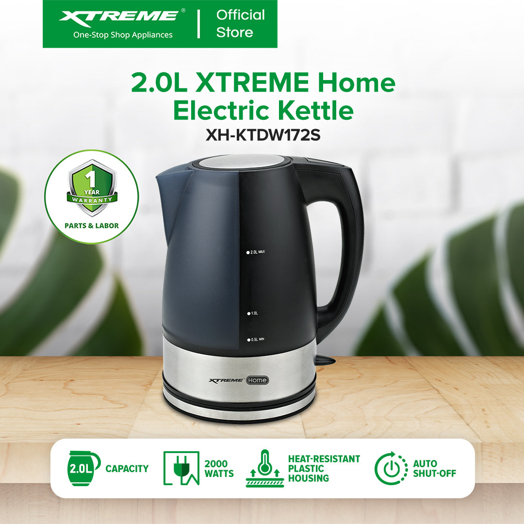 XTREME HOME  2L Electric Kettle Heat-Resistant Plastic Housing (Black) | XH-KTDW172S