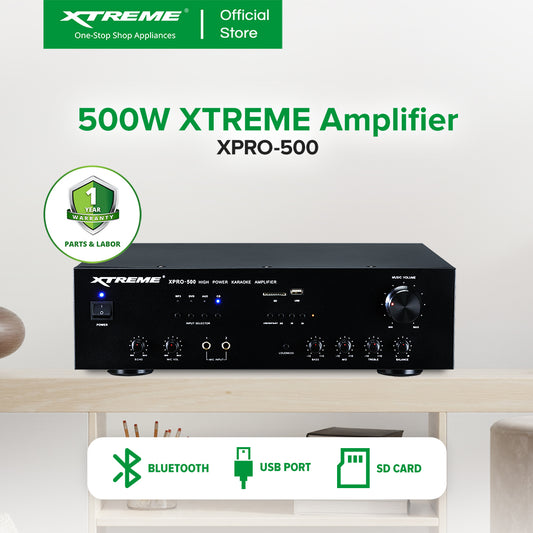 XTREME 500W Amplifier 35kHz-20kHz-FR 8-Rated Impedance 3”x2-Treble 12"-Woofer | XPRO-500