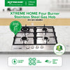 XTREME HOME 4 Burner Stainless Steel Gas Hob with Electric Ignition and FFD (Silver) | XH-GH-SS4BH