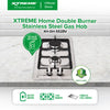 XTREME HOME Double Burner Stainless Steel Gas Hob Chinese European Burner (Silver) | XH-GH-SS2BV