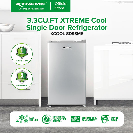 XTREME COOL 3.3 CUFT. Single Door Refrigerator Separate Cool Compartment and Chiller | XCOOL-SD93ME