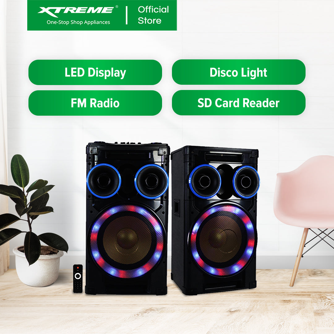 XTREME 550Wx2 Amplified Speaker Bluetooth FM USB SD Card Reader LED Display w/ Remote | PH-12DJ