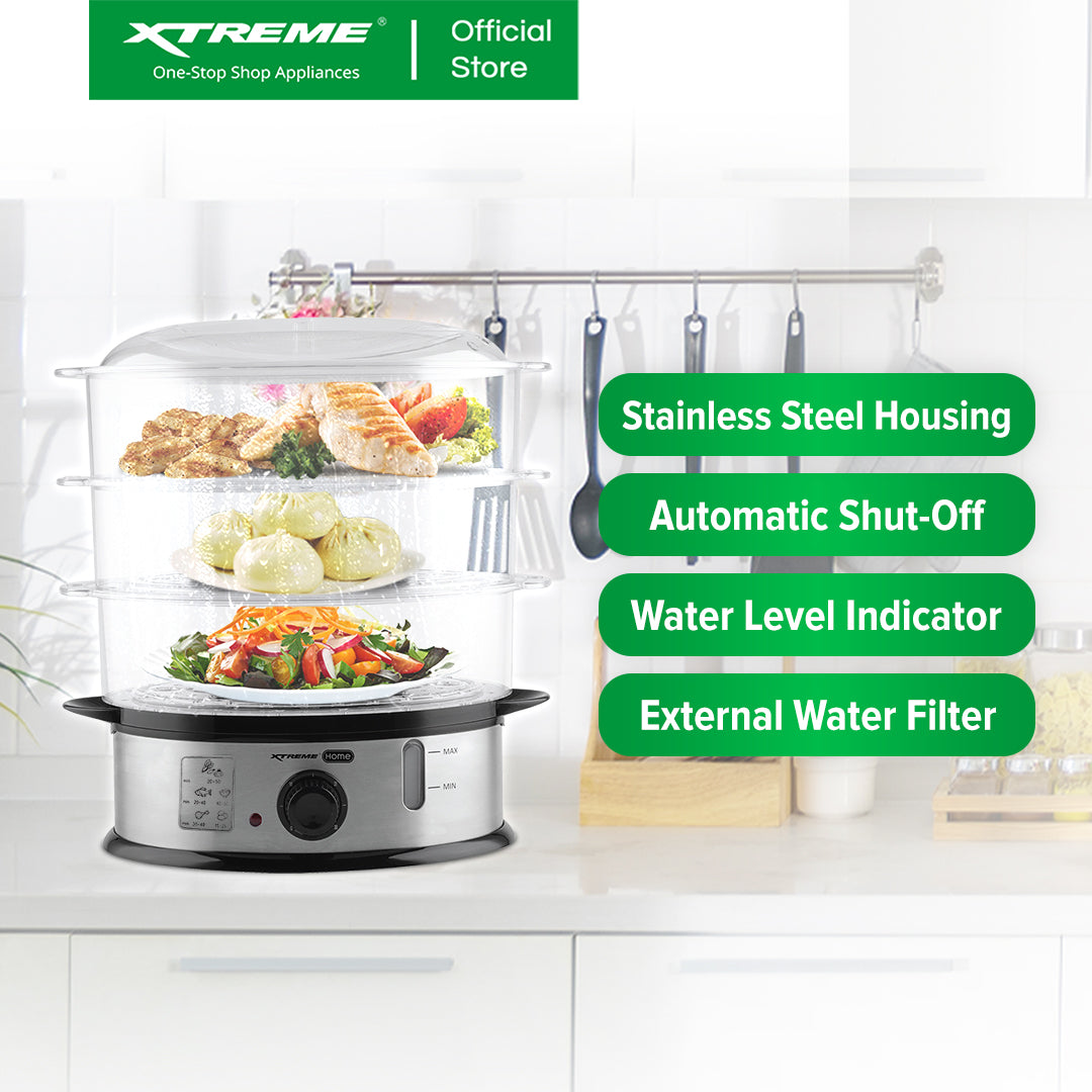 X-SERIES 10.5L Food Steamer Stainless Steel Housing Quick Boiling with Timer | XH-FS105X