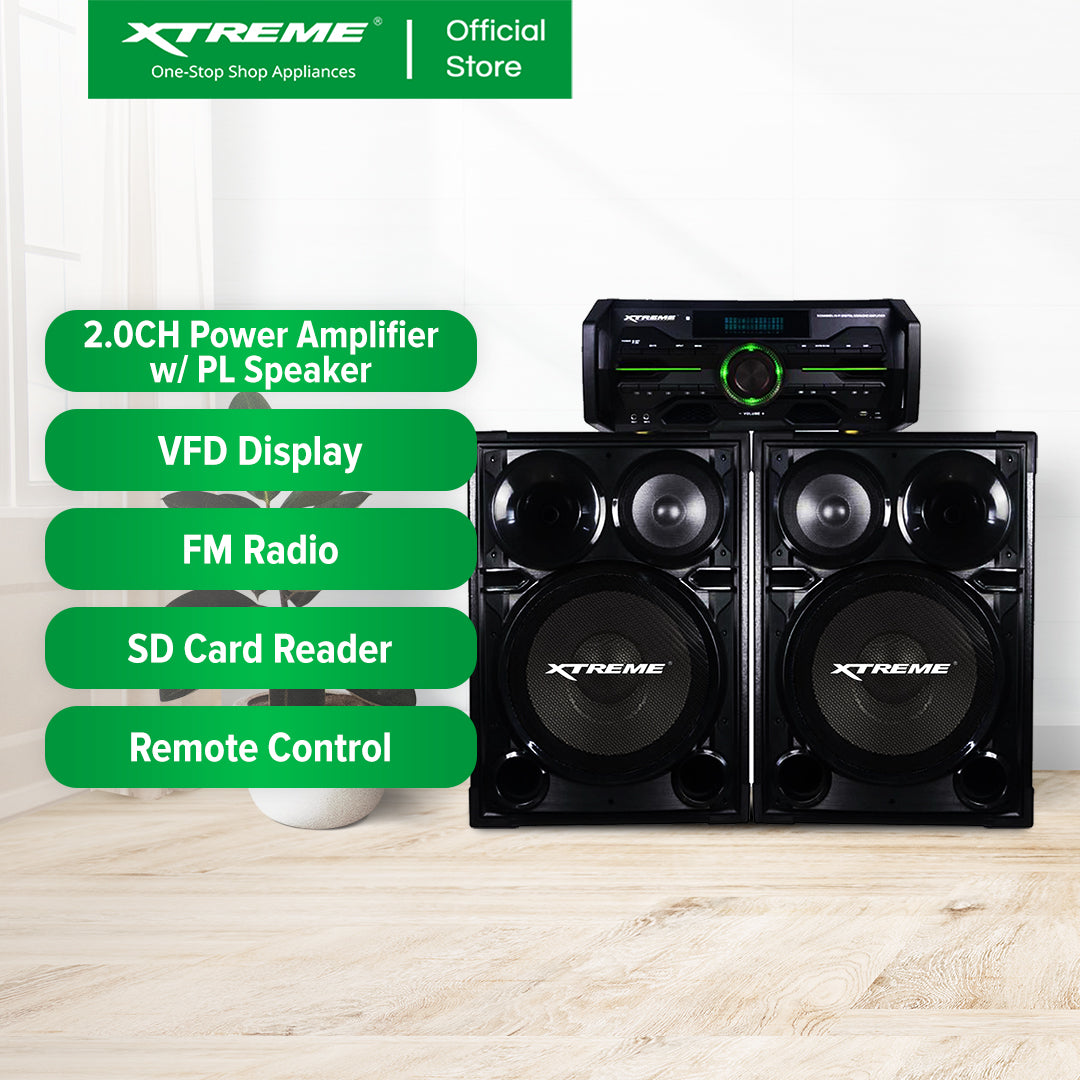 XTREME 550Wx2 Amplified Speaker Bluetooth FM USB SD Card LED & VFD Display w Remote | AV-15SN