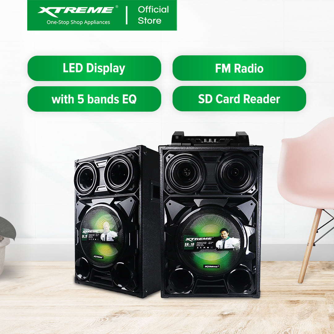 XTREME 350Wx2 Amplified Speaker Bluetooth FM USB SD Card Reader LED Display w/ 5 Bands EQ | SG-10