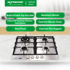 XTREME HOME 4 Burner Stainless Steel Gas Hob with Electric Ignition and FFD (Silver) | XH-GH-SS4BH