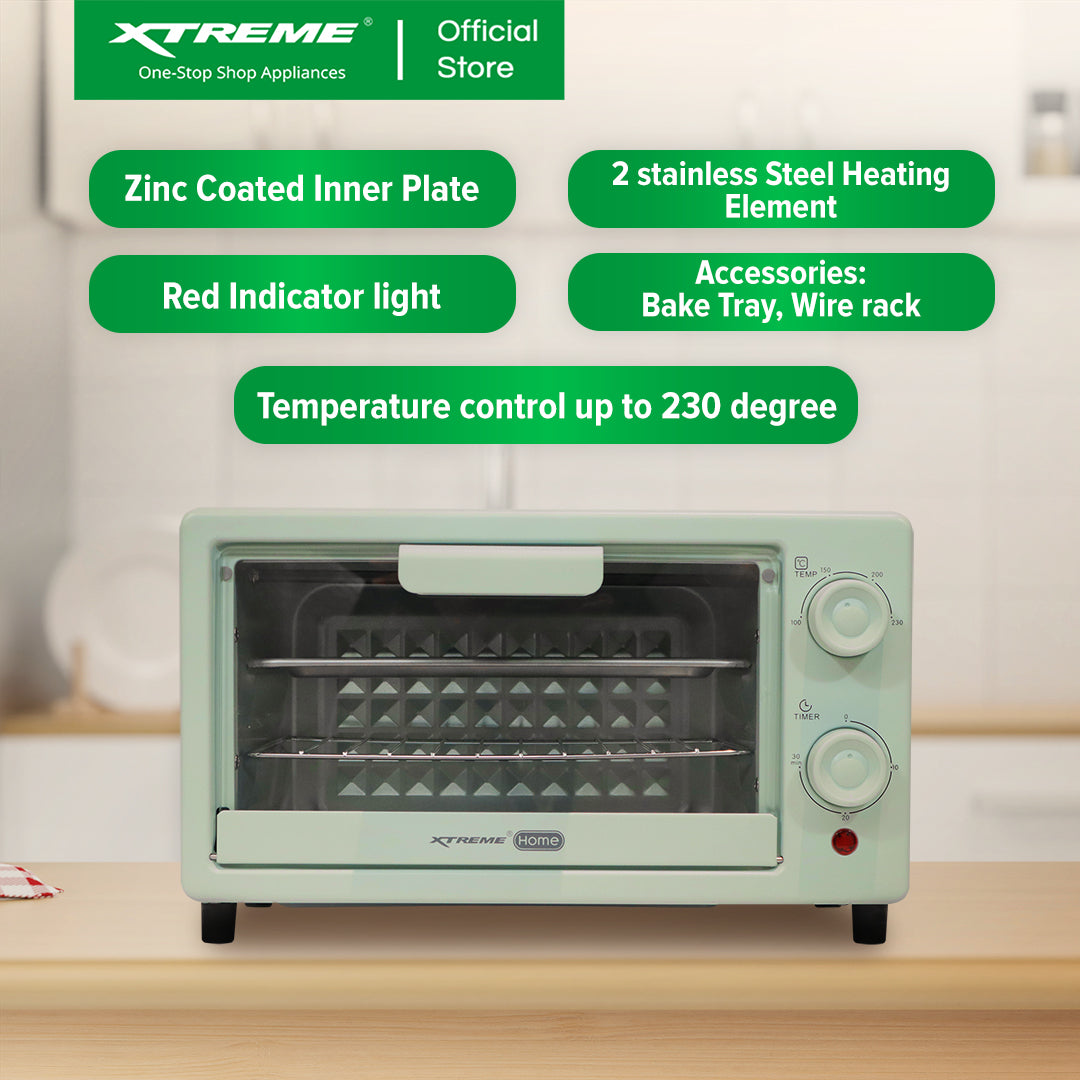X-SERIES 10L Oven Toaster with Temperature Control and timer (Green) | XH-OT-10LGREENX