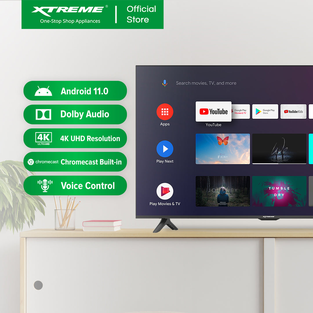 XTREME 65 inch LED TV Android 11.0 4K UHD Frameless with Free Wall Bracket (Black) | MF-6500SA