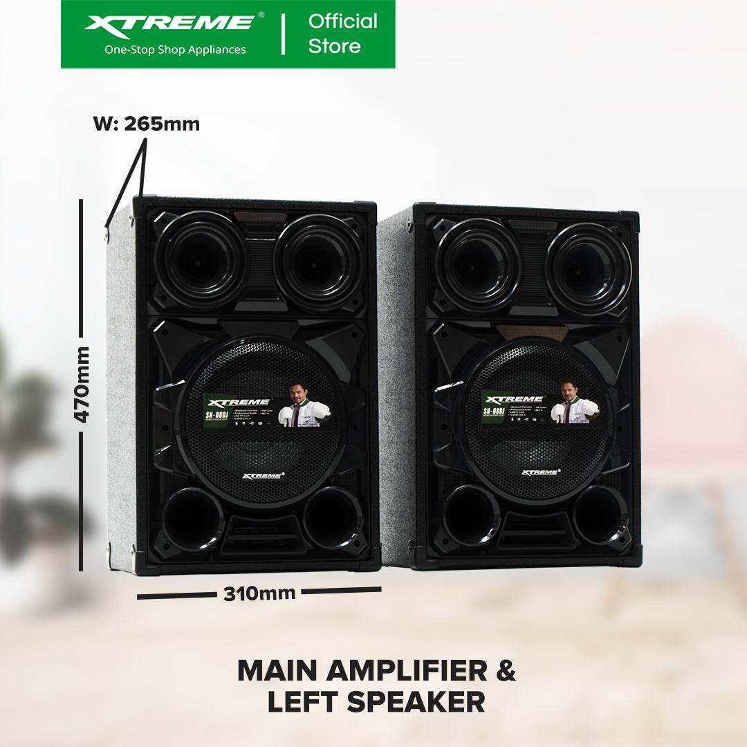 XTREME 250Wx2 Amplified Speaker Bluetooth FM USB SD Card Reader LED Display | SN-08DJ