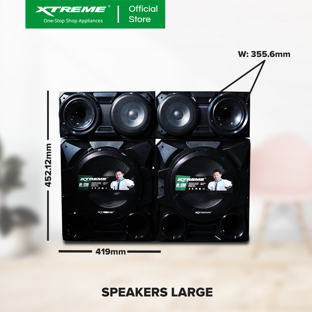 XTREME 450Wx2 Amplified Speaker Bluetooth FM USB SD Card Reader LED Display w/ Remote | AV-12SG