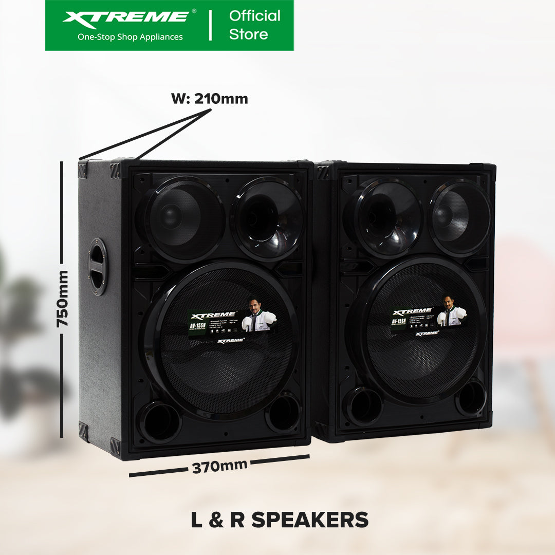 XTREME 550Wx2 Amplified Speaker Bluetooth FM USB SD Card LED & VFD Display w Remote | AV-15SN