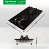 XTREME HOME Double Burner Tempered Glass Gas Hob with Battery Ignition and FFD (Black) | XH-GH-TG2BV