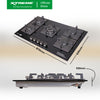 XTREME HOME 5 Burner Tempered Glass Gas Hob with Electric Ignition and FFD (Black) | XH-GH-TG5BH