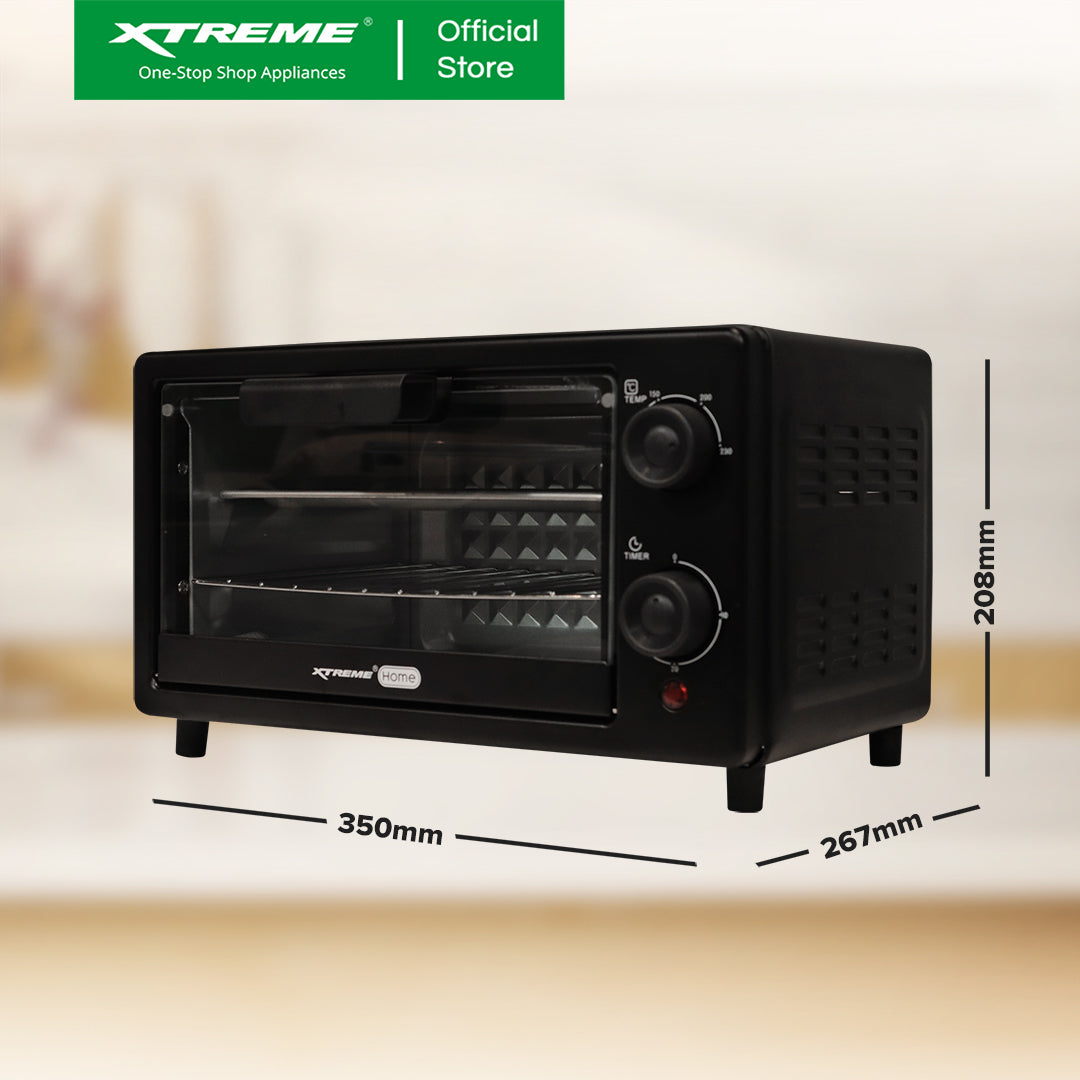 XTREME HOME 10L Oven Toaster with Temperature Control and timer (Black) | XH-OT-10LBLACK