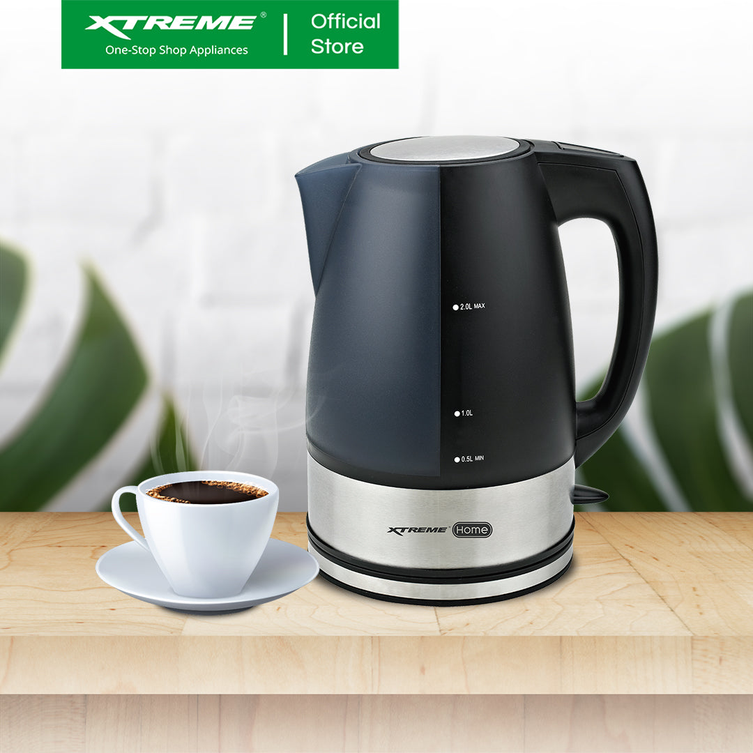 XTREME HOME  2L Electric Kettle Heat-Resistant Plastic Housing (Black) | XH-KTDW172S