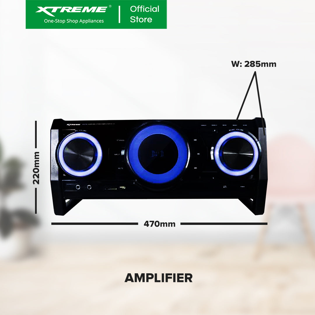 XTREME 450Wx2 Amplified Speaker Bluetooth FM USB SD Card Reader LED Display w/ Remote | AV-12SG