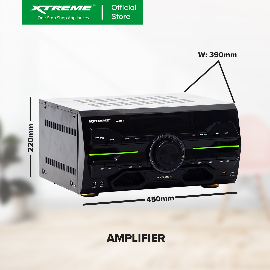 XTREME 550Wx2 Amplified Speaker Bluetooth FM USB SD Card LED & VFD Display w Remote | AV-15SN