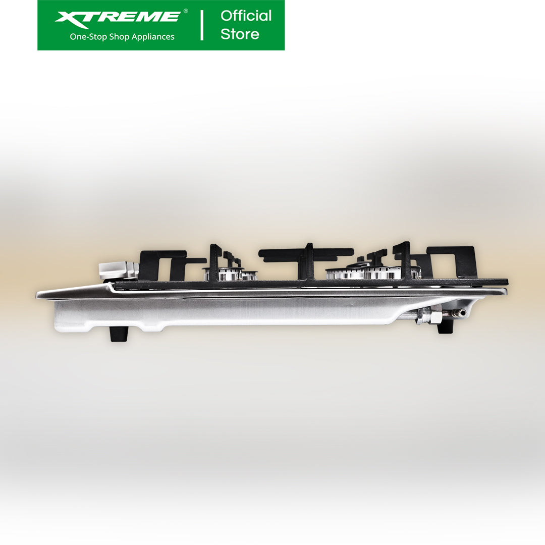 XTREME HOME 4 Burner Stainless Steel Gas Hob with Electric Ignition and FFD (Silver) | XH-GH-SS4BH