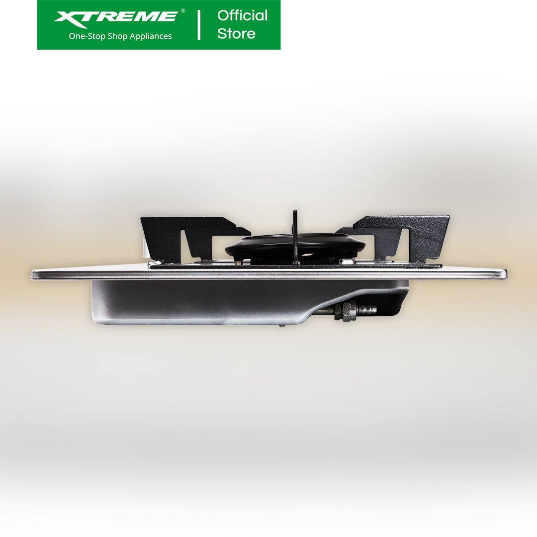 XTREME HOME Double Burner Stainless Steel Gas Hob w/ Cast Iron Battery Ignition & FFD | XH-GH-SS2BH