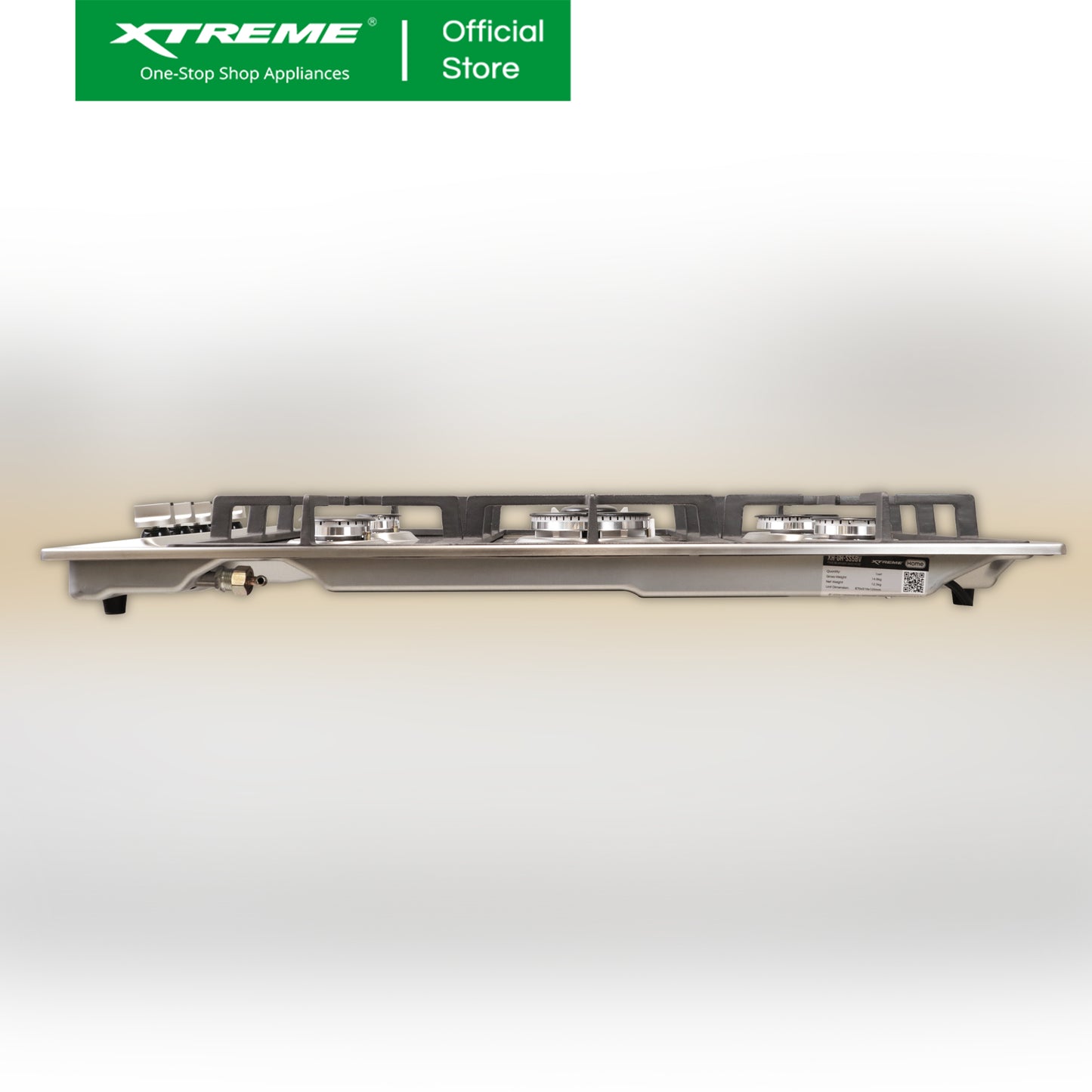 XTREME HOME 5 Burner Stainless Steel Gas Hob w/ Electric Ignition & FFD (Silver) | XH-GH-SS5BVX