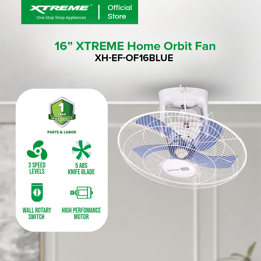XTREME HOME 16 inches Ceiling Fan 3-Speedwith Wall Rotary Switch (Blue) | XH-EF-OF16BLUE