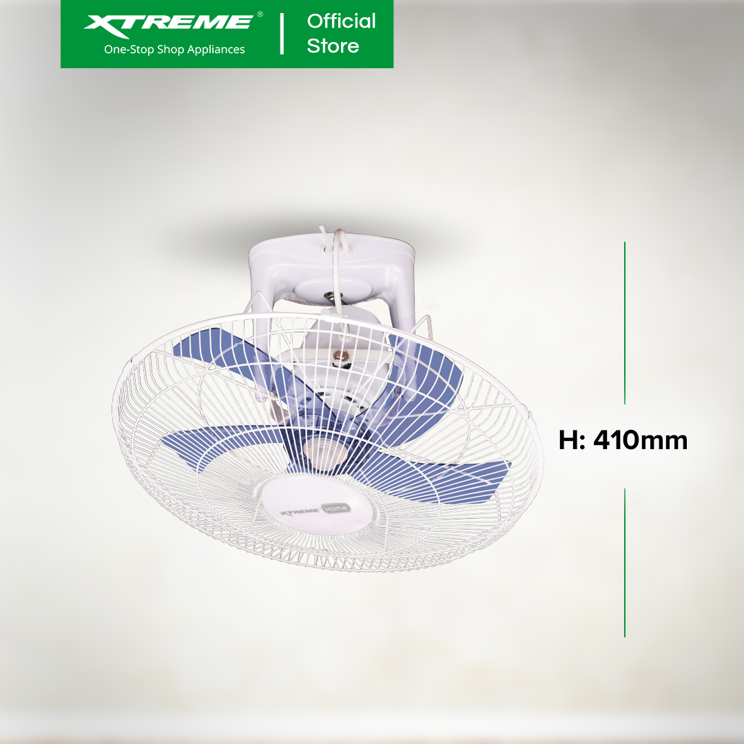 XTREME HOME 18 inches Ceiling Fan 3-Speed with Wall Rotary Switch (Blue Blade) | XH-EF-OF18BLUE