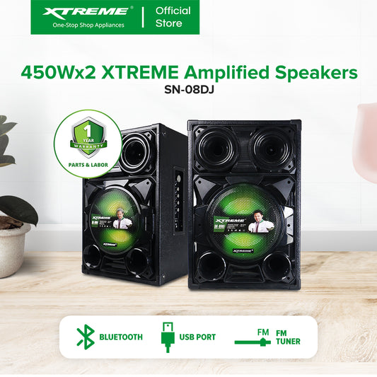 XTREME 250Wx2 Amplified Speaker Bluetooth FM USB SD Card Reader LED Display | SN-08DJ