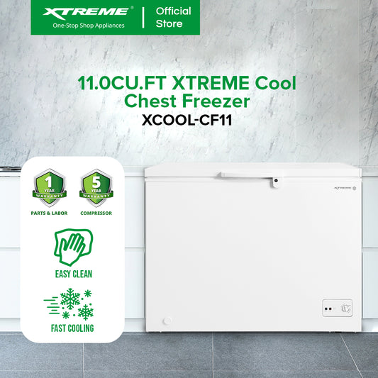 XTREME COOL 11 CUFT. Chest Freezer Manual Defrost with Lock Handle and Light (White) | XCOOL-CF11