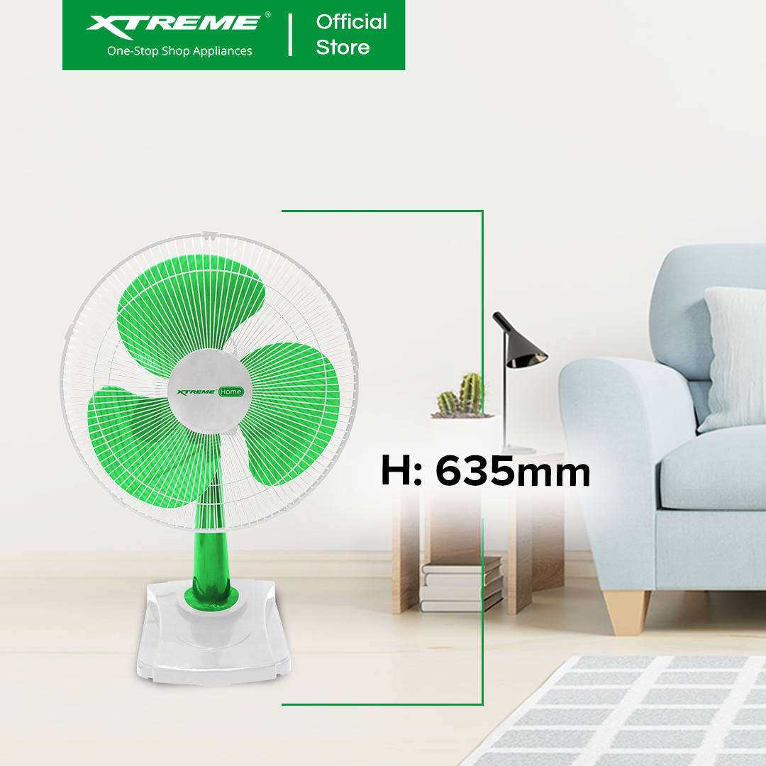XTREME HOME 16 inches Desk Fan 3-Speed Levels Oscillation Function (Green Blade) | XH-DESKFAN16G