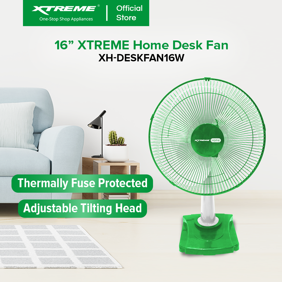 XTREME HOME 16 inches Desk Fan 3-Speed Levels Oscillation Function (White Blade) | XH-DESKFAN16W