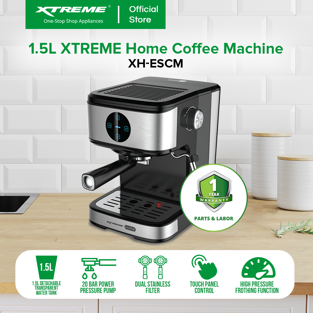 XTREME HOME 1.5L Espresso Machine Touch Panel Control with Automatic Shut-Off | XH-ESCM