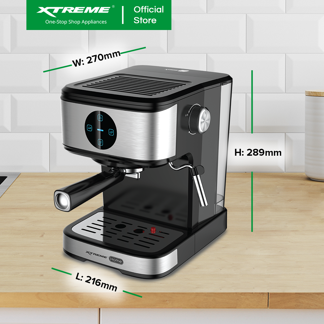 XTREME HOME 1.5L Espresso Machine Touch Panel Control with Automatic Shut-Off | XH-ESCM