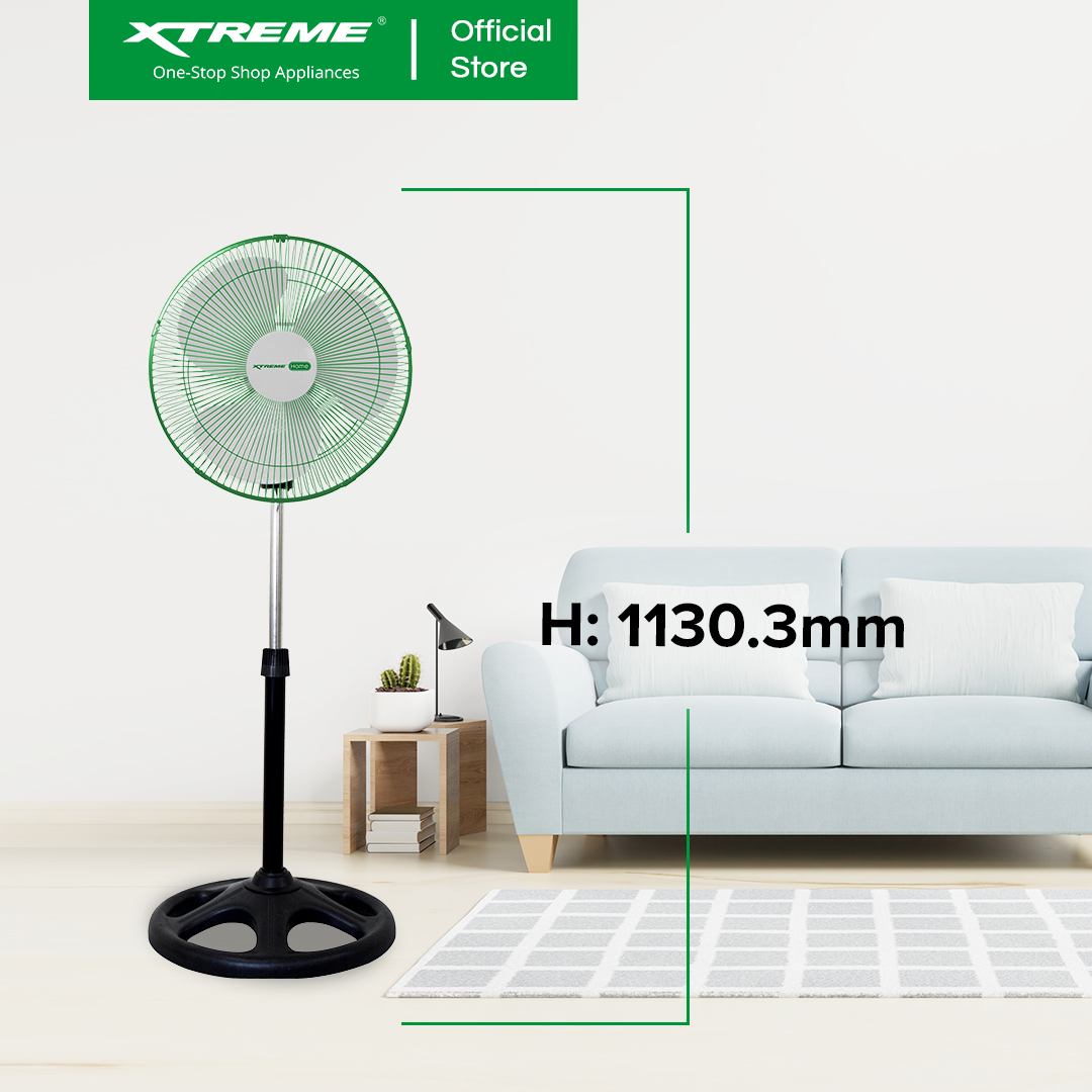 XTREME HOME 16 inches Stand Fan 3-Speed Levels Oscillation Function (White Blade) | XH-STANDFAN16W