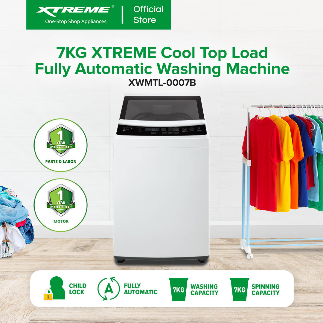 XTREME COOL 7KG Top Load Fully Automatic Washing Machine with Spin Dry (Black Cover) | XWMTL-0007B