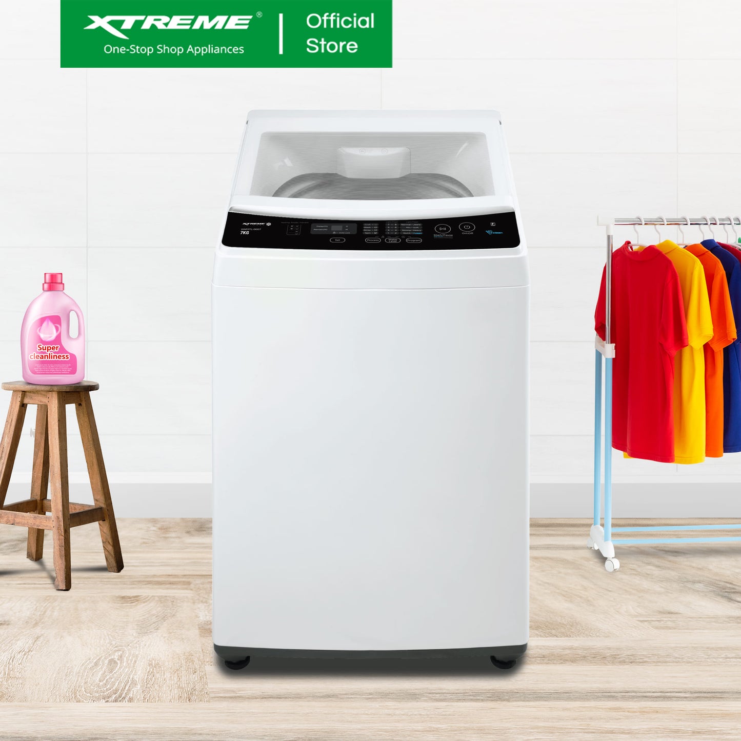 XTREME COOL 7KG Top Load Fully Automatic Washing Machine with Spin Dry (White Cover) | XWMTL-0007W