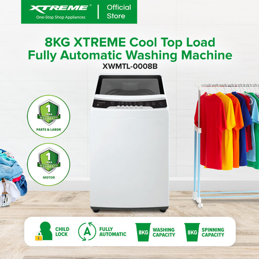 XTREME COOL 8KG Top Load Fully Automatic Washing Machine with Spin Dry (Black Cover) | XWMTL-0008B