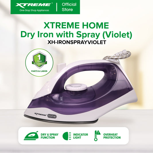 XTREME HOME Dry Iron with Spray Ceramic Soleplate and Indicator Light (Violet) | XH-IRONSPRAYVIOLET