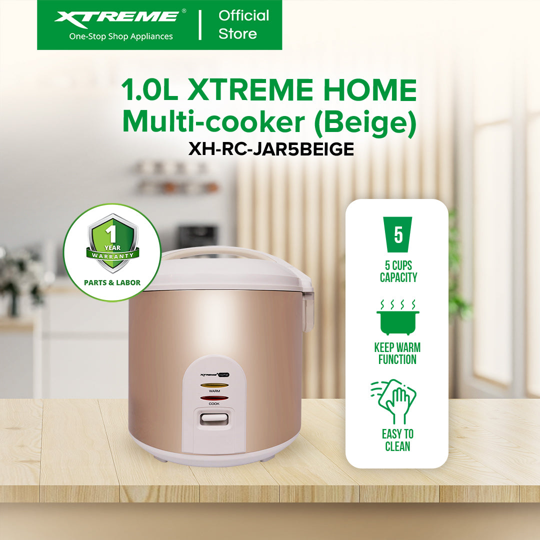 XTREME HOME 1L Rice Cooker 5 Cups Jar Type with Keep Warm Function (Beige) | XH-RC-JAR5BEIGE